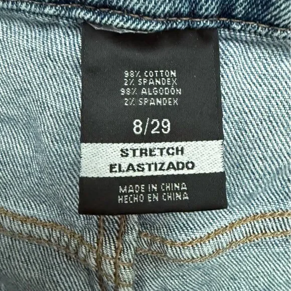 Mossimo Supply Co. High Rise Mom Stretch Blue Jeans with Distressed Details 8/29 - Picture 4 of 8